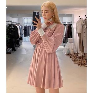 Silky ruffle square neck dress👗